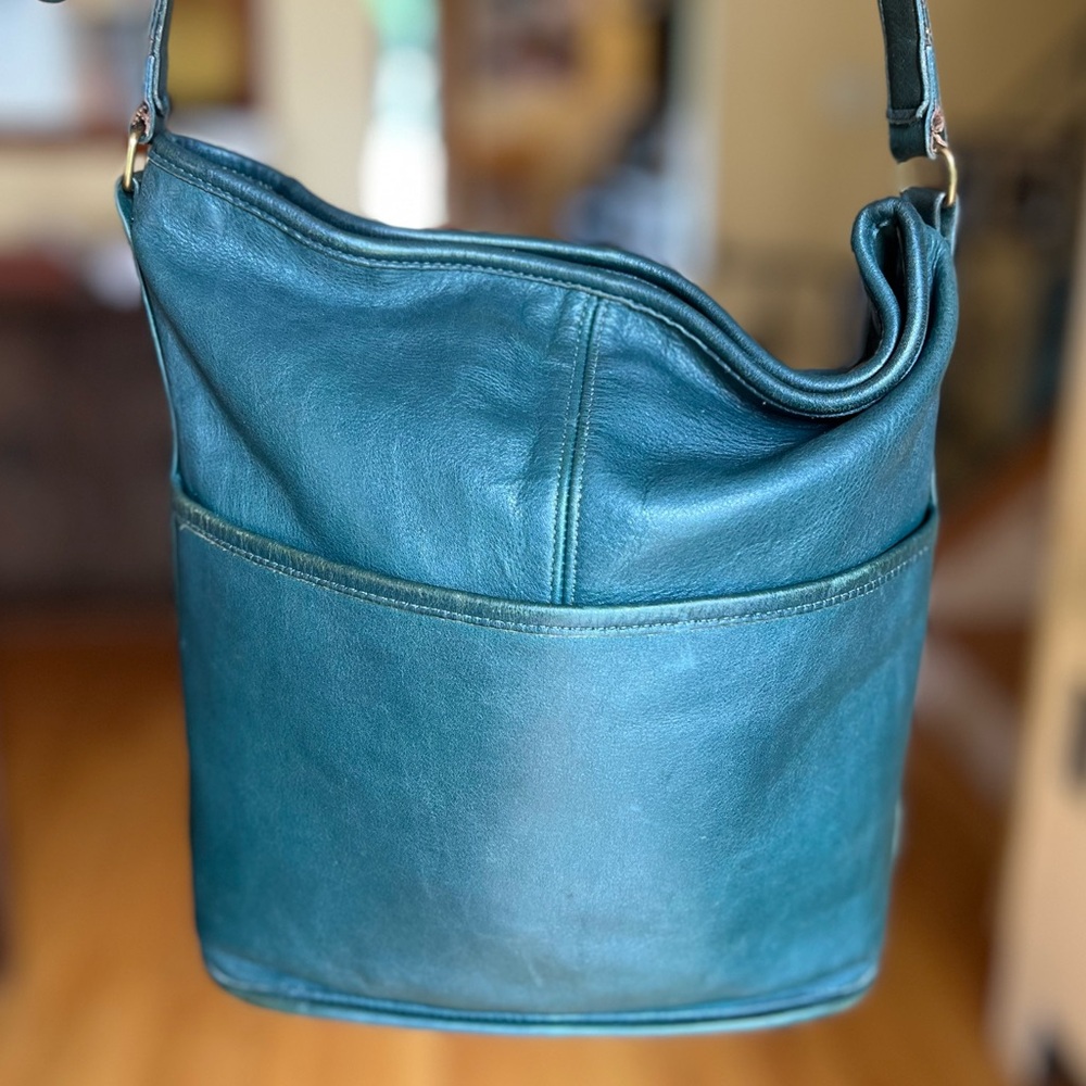 Vintage Coach Bottle Green Bucket Bag 4075